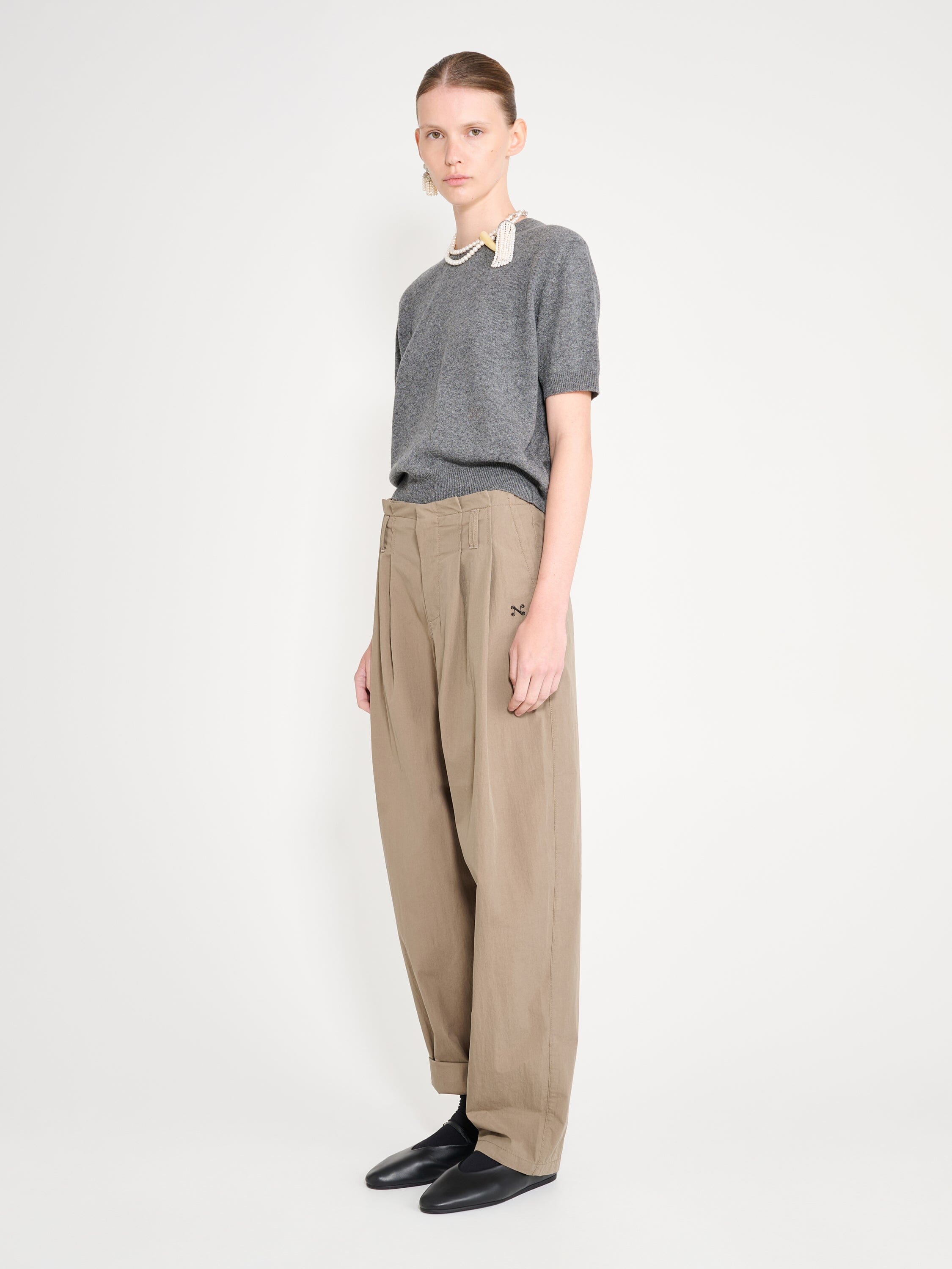 Nackiyé Crewneck Pearl Cashmere Short Sleeved Crewneck