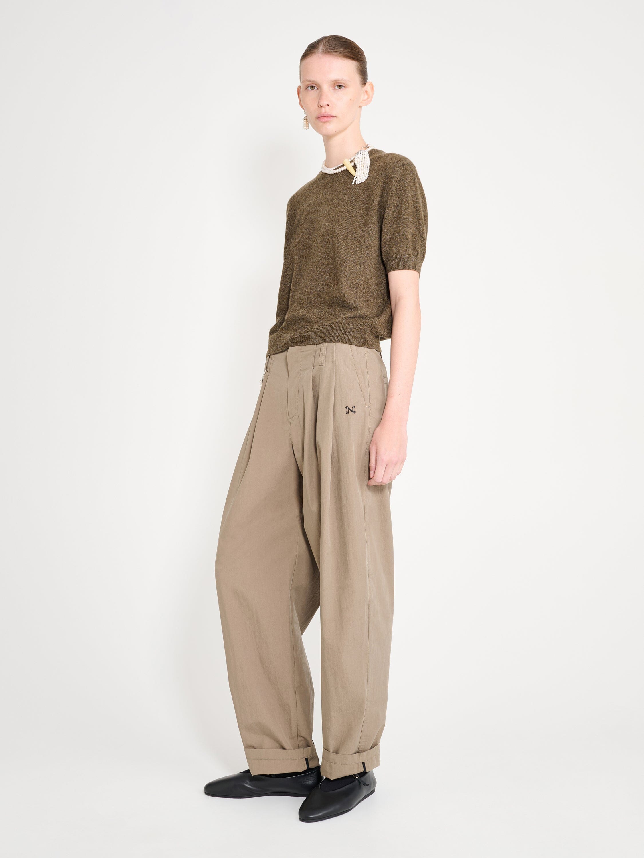 Nackiyé Crewneck Pearl Cashmere Short Sleeved Crewneck