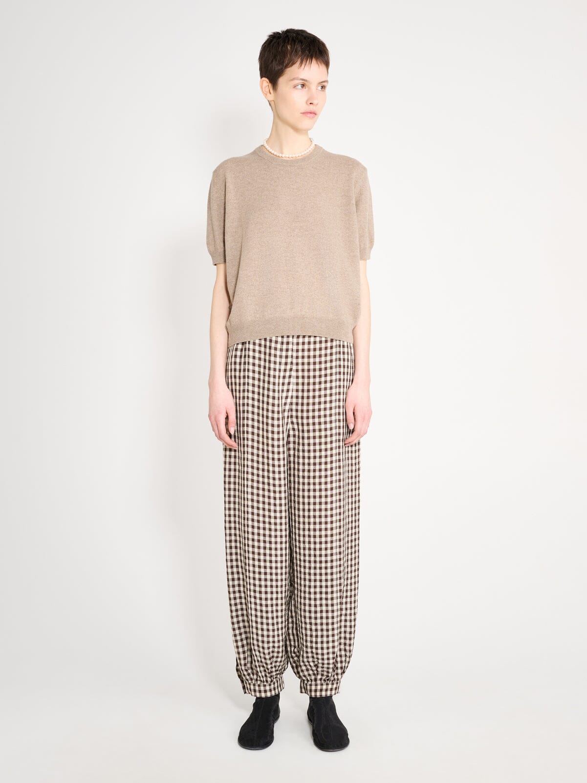 Nackiyé Knitwear Pearl Cashmere Short Sleeved Crewneck