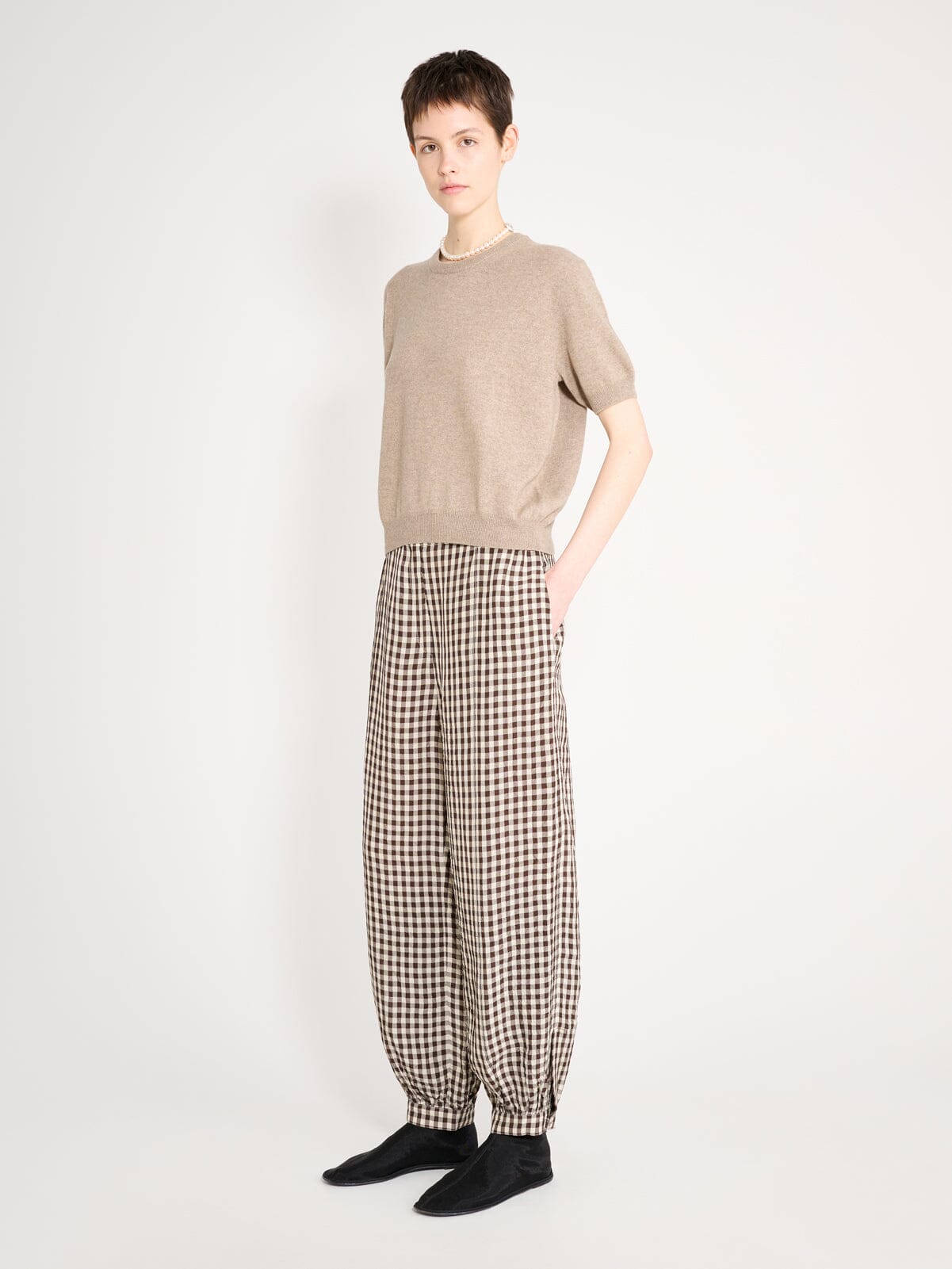 Nackiyé Knitwear Pearl Cashmere Short Sleeved Crewneck