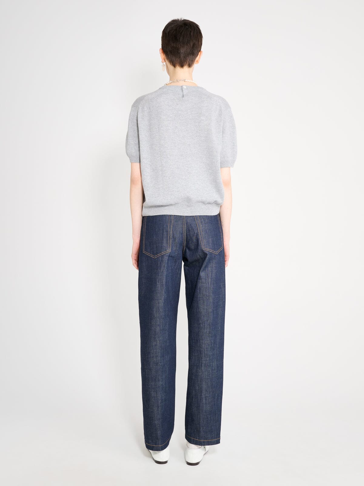 Nackiyé Knitwear Pearl Cashmere Short Sleeved Crewneck