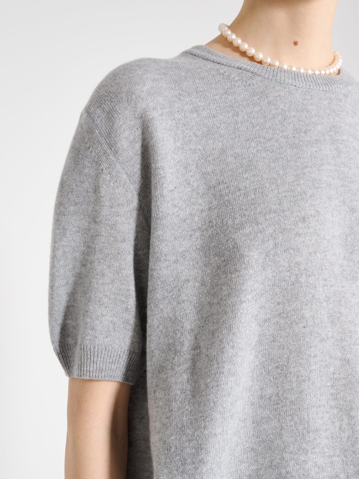 Nackiyé Knitwear Pearl Cashmere Short Sleeved Crewneck